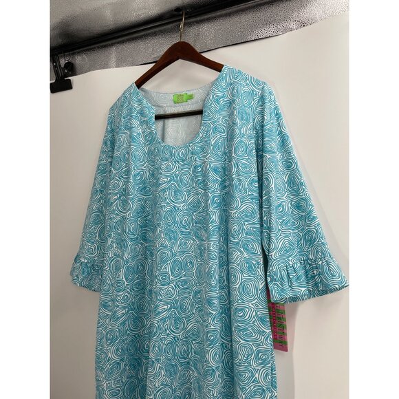 NWT Katherine Way Womens UPF 50+ Blue Swirl Dress 2XL Resort Golf Nautical - Picture 6 of 8